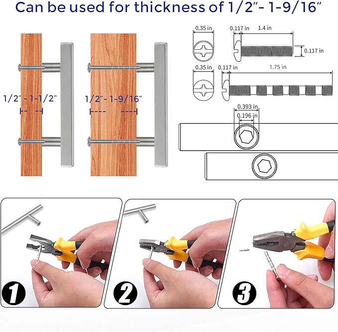 Ravinte 30 Pack 3-3/4 Inch Cabinet Pulls Brushed Nickel Sqaure Kitchen Cabinet Handles Silver Cabinet Hardware Stainless Steel Drawer Pulls 6 Inch Overall Length with Mounting Template