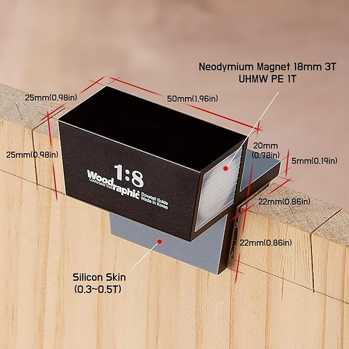 Dovetail Saw Guide Set ??1:8 & 45째/90째 Magnetic Layout Tool for Joinery in Hardwood and Framing ??CNC Aluminum Precision Marker for Woodworking Projects