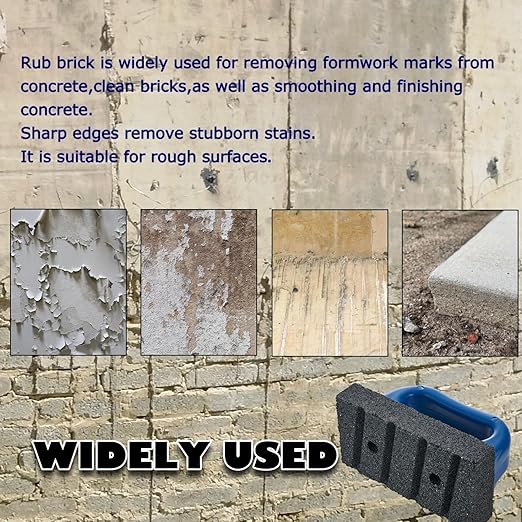 Rub Brick,20 Grit Masonry Rubbing Bricks, Concrete Tools, Removing Smoothing Cleaning Marks Fluted with Handle