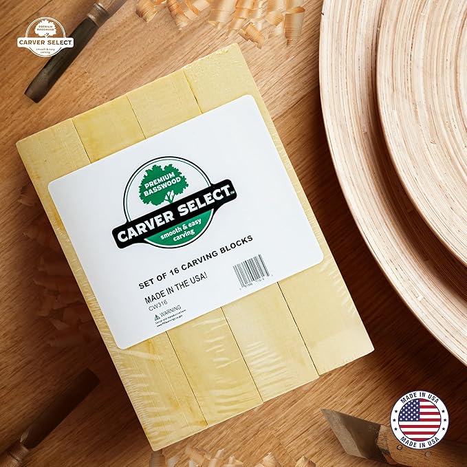 Basswood Carving Blocks Set of 16 ??Wood Carving Kit with Premium Bass Blocks ??for Crafts & Whittling ??Ideal for Beginners & Professionals