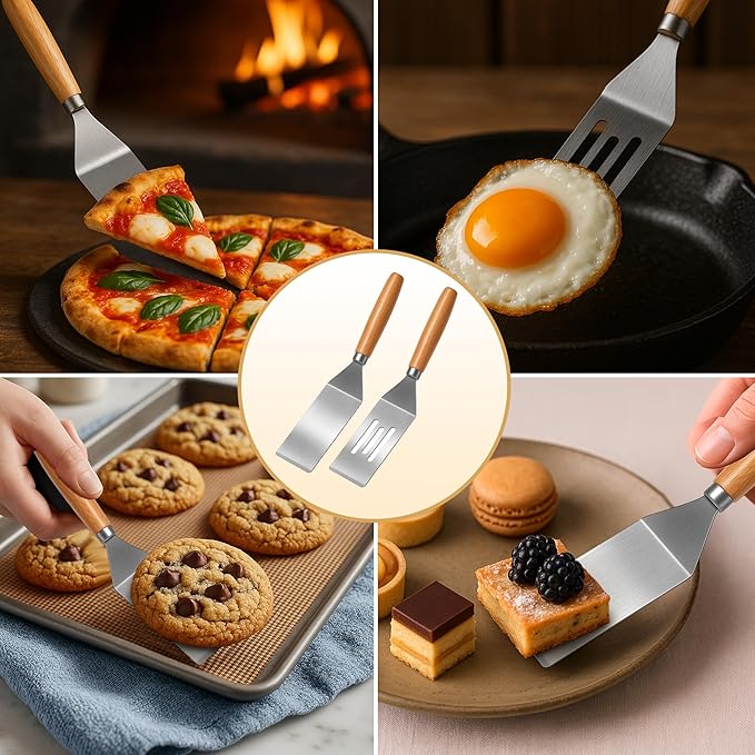 2Pcs Stainless Steel Spatula Set,Mini Serving Spatula for Kitchen Use,Metal Spatula for Cooking with Heat Resistant Handle,Metal Spatulas for kitchen use for Pancakes?갟asagna?갃rownies?갅ake and Cookie