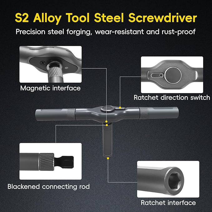 42 in 1 Magnetic Screwdriver Set, DIY Ratchet Screwdriver Set with Detachable Handle&Multi-Bit Magnetic Drive, Portable Repair Tool Kit for Home, Bicycle, Furniture