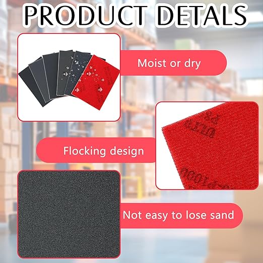 60 Pcs 320-2500 Grit Sanding Sponge, Ultra Fine Sanding Sponges Pads, Soft Foam Shine Block Wet Dry Polish Pads, Ultra Fine Grit Sandpaper for Model Drywall Metal Wood Furniture Polishing
