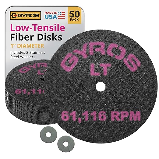 GYROS Cut-Off Wheels for Rotary Tools ??1??Low-Tensile Fiberglass Reinforced, 50-Pack | Cuts Wood, Plastic, Stone, Ceramic, Aluminum, Copper, Brass | Made in USA 11-32102/50