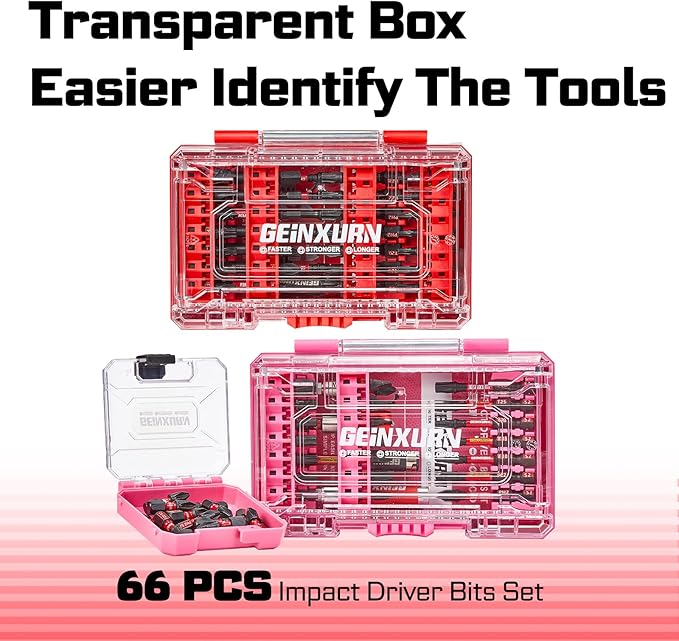 66Pieces Impact Screwdriver Bits Set, Magnetic S2 Steel 1??2??3??Phillips/Square/Torx/Slotted Bits Tips,Impact Bit Holder and Nut Driver with Storage Box Case