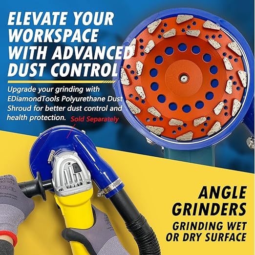 7" High Performance Diamond Grinding Wheels for Aggressive Concrete, Paint, Epoxy, Mastic & Coating Removal, #20 Grit, 24 Segments, 5/8"-11 Threaded Arbor