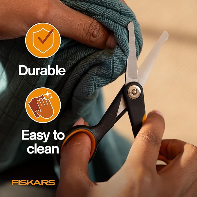 Fiskars Pet, Dog & Cat Grooming Scissors, Rounded Tips & SoftGrip Handle, Cat and Dog Supplies, 5.5?? Orange/Black, Detailing Scissors