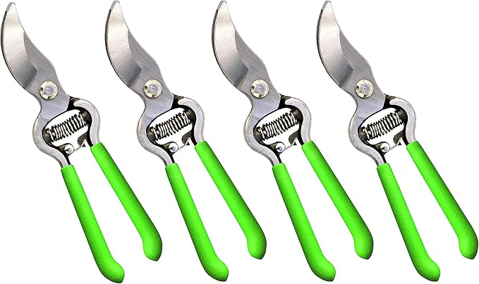 Garden Guru Classic Bypass Pruning Shears Clippers ??Heavy Duty Forged Steel Garden Pruners ??Safety Lock ??Non Slip Comfort Grips ??Cuts up to 1????Professional Bypass Pruners for Gardening (4 Pack)