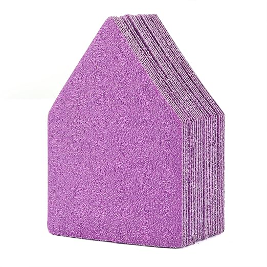 60 Grit Sandpaper 25PCS, 90mm x 65mm Triangle Sanding Sheets, Fits Milwaukee M12 Fuel Sander, Hook & Loop Detail Sander, White Fused Alumina Abrasive Sand Paper for Wood Finishing, Detail Sanding