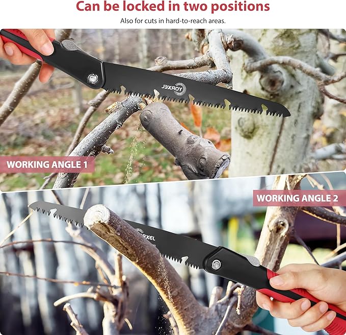 Folding Camping saw 10 inch ??SK9 High-Carbon Steel TEFLON-Coated Rust-Resistant, 2 Locking Positions, Hand Saw for Garden Tree Limbs, Wood Cutting & Outdoor Camping (2 Extra Blades)