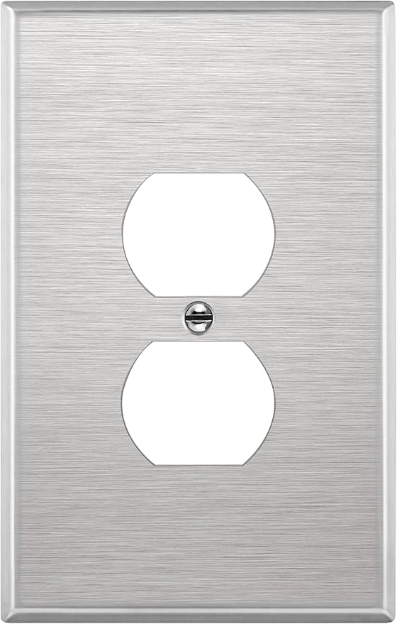 ENERLITES Duplex Receptacle Jumbo Metal Wall Plate, Stainless Steel Outlet Cover, Corrosion Resistant, Over Size 1-Gang 5.5" x 3.5", UL Listed, 7721O, 430, Silver