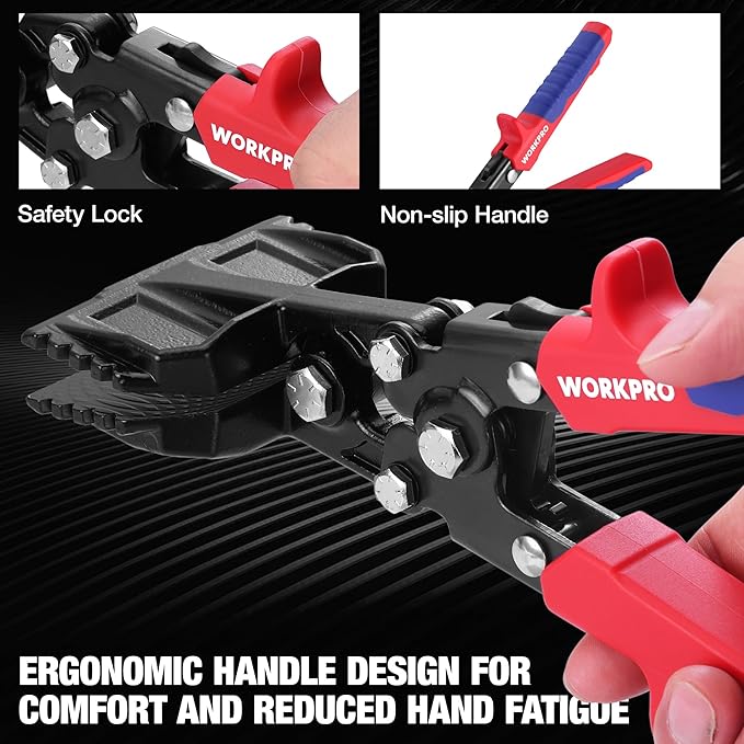 WORKPRO 3-Inch Sheet Metal Bender & Hand Seamer Tool, Heavy-Duty Steel Sheet Metal Brake Pliers for Bending, Seaming, Flattening with Ergonomic Handle and Smooth Jaw