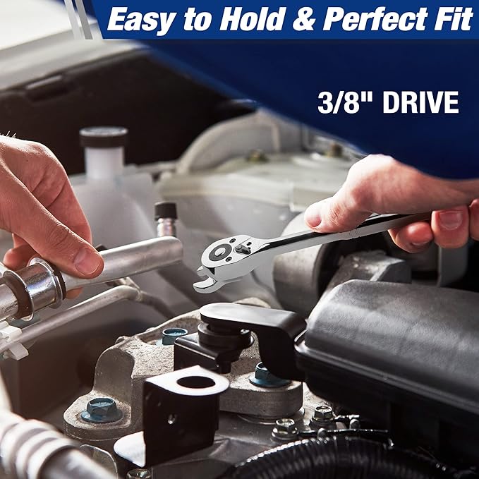 WORKPRO 3/8" Drive Crowfoot Wrench Set, 10-Piece SAE Crowfoot Wrench with Clip-on Organizer, 3/8??1?? Great for Automotive Repair Work Hard-To-Reach Areas
