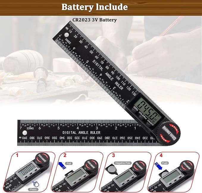 Digital Angle Finder Protractor, Angle Measuring Tool for Woodworking/Carpenter/Construction/Handmade Measurement竊똀ngle Finder Ruler with 7inch/200mm(2 Batteries Included) (Enhanced ABS)