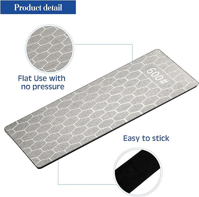 4 Pieces Diamond Sharpening Stone Grit Diamond Plate Honing Stone for Kitchen Sharpening Dull, Blunt or Tired Edges, 5.9 x 2.48 Inches(400/600/1000/1200 Grit)