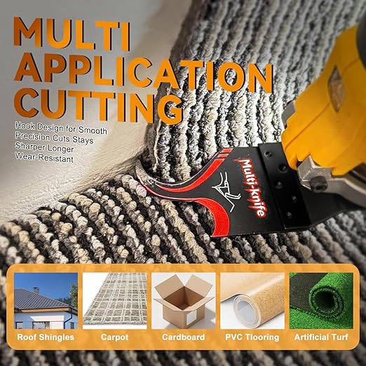 10 PCS Oscillating Multi Tool Hook Knife Blade for Carpet Roof Shingles Soft Materials Universal Oscillating Tool Accessory Compatible with DeWalt Makita Milwaukee and More