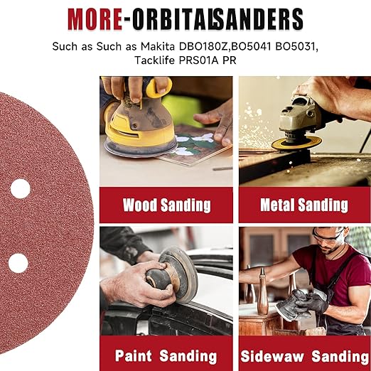 100 PCS 6 Inch Sanding Discs 2000 Grit, 6 Hole Hook and Loop Sandpaper, Round Orbital Sand Paper Discs for Sander