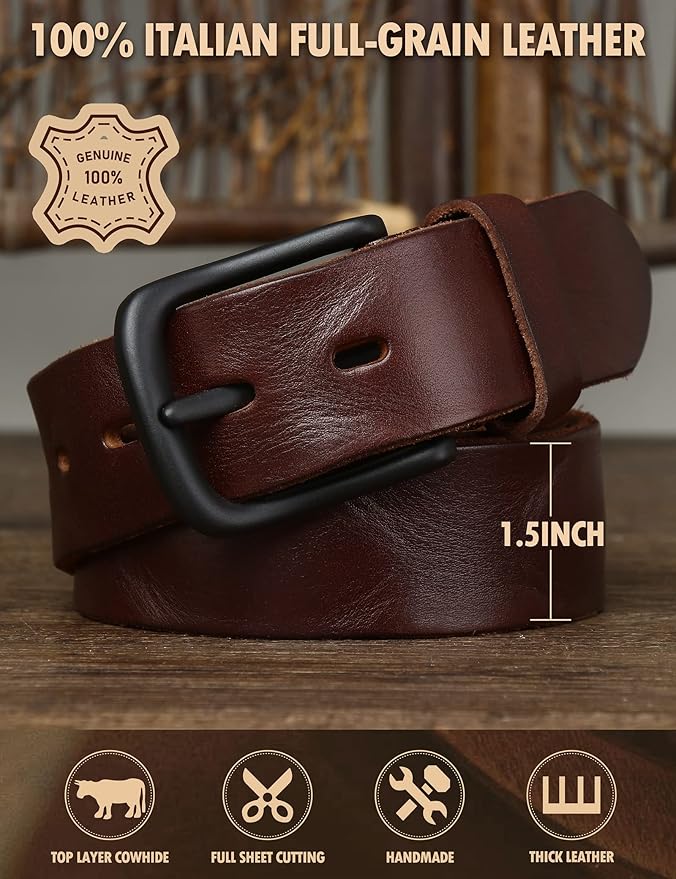 Thicken Full Grain Leather Mens Belt Heavy Duty Mens Work Belt Mens Belt High Hardness Buckle Packed In Gift Box