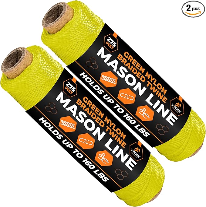 Xpose Safety Green Mason Line String ??#18 Braided Nylon Twine ??275 Ft Durable Construction Line for Masonry Tools, String Level, Landscaping, and Gardening Pack of 2