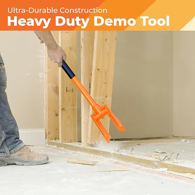 Gutster 48??Demolition Pry Bar & Crowbar ??Round Handle Wrecking Bar for Ceiling & Wall Demo ??Heavy Duty Nail Puller Tool for Contractors, Firefighters & Home Renovations