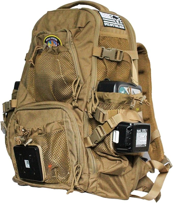 Spec Ops Tool Gear SF-18 Zulu Cordless Tool Backpack, Heavy Duty Military Bag, Charging Station Tactical Backpack - The Breacher (Coyote Tan)