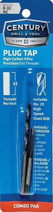 Century Drill & Tool 95305 Machine Screw Tap & Drill, 8-32NC (Pack of 2)