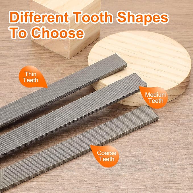 HARFINGTON 3pcs Flat Cut File 4" Double Cut Teeth High Carbon Steel Hand Rasp File with Plastic Handle for Metal Wood Deburring Removing