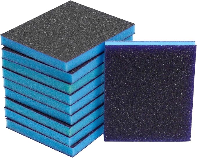 BokWin 16Pcs Sanding Sponge, 60 Grit Washable Sponge Sand Blocks,Wet and Dry Reusable Sanding Blocks Kit for Plastic, Wood, Metal, Furniture (Coarse Grade)
