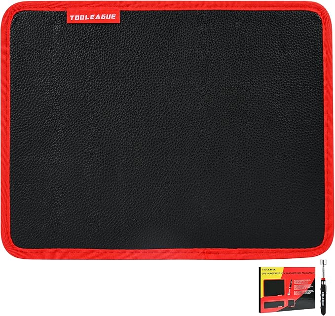 TOOLEAGUE 1Pc Magnetic Tool Mat with 15Lb Telescoping Magnetic Pickup Pen,Parts Tool Holder Pad for Organizing Mechanic Wrench Screw Bolts Nuts and Other Small Metal Parts