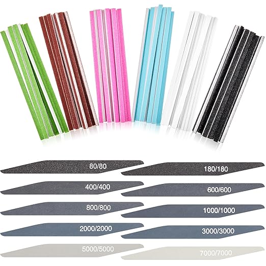 Honoson 70 Pcs Sanding Sticks Polishing Sticks Fine Sanding Twig Coded Abrasive Sand Twig for Plastic Model Assorted Metal and Wood Sand Tool Accessory for Craft(Low Grits Rating,Double Angle)
