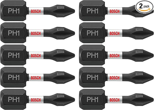BOSCH ITPH1102 2-Pack 1 In. Phillips #1 Impact Tough Screwdriving Insert Bits