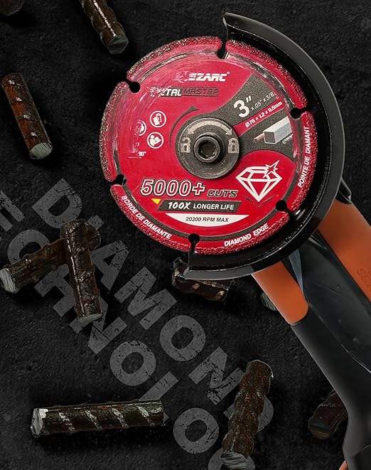 EZARC Diamond Cutting Wheel 3 x 3/8 Inch, 5000+ Cuts on Metal, 2 Pack, Gray, Die Grinder, Diamond Material