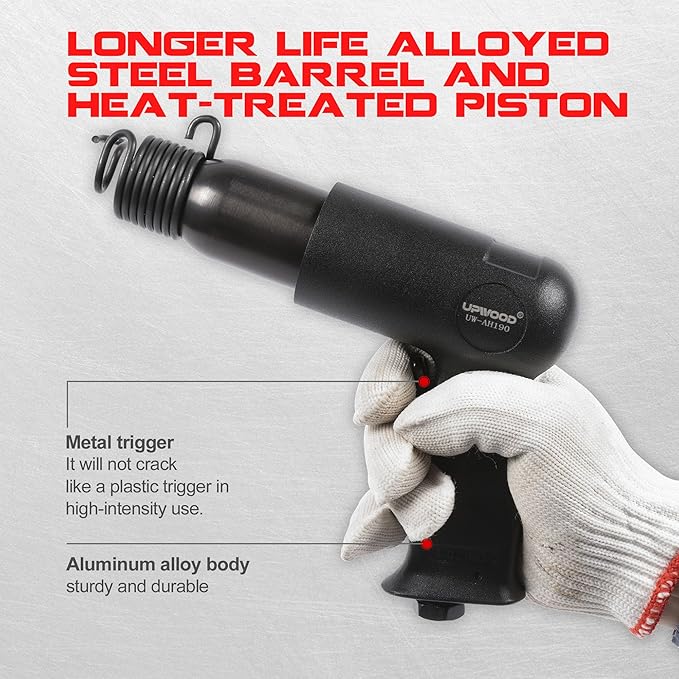UW-AH190 Medium Barrel Air Hammer Kit with Quick Change Retainer and 4 Chisels, 2-5/8 Inch Stroke, 3500 BPM, Lightweight