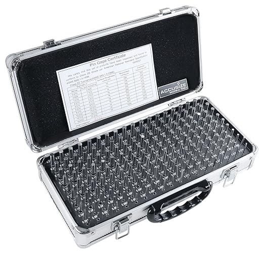 Accusize Industrial Tools - 190 Pc Precision Minus Class ZZ Pin Gauge Set, 0.061" to 0.250", 2" Length, Heat Treated, 60-62 RC, with Aluminum Case, M1(-) A