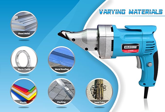 Electric Metal Shear, 14 Gauge 5.0 Amp Variable Speed Swivel Head Heavy Duty Sheet Metal Cutter