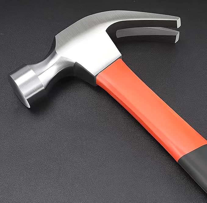 Forged Steel Claw Hammer, 1 Pcs 11 Oz Tack Stubby Hammer with Leather Handle for Pulling Out and Driving Nails (S)