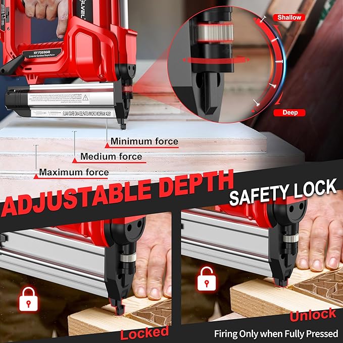 SILVEL 2" Cordless Brad Nailer, 2-in-1 21V Electric Brad Nailer Stapler with 2 * 4.0Ah Battery, 1000pcs Nails, 18GA Staples, Adjustable Depth for Woodworking, Home Improvement
