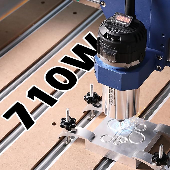 Genmitsu 710W CNC Compact Router 65mm Diameter, Spindle Motor with LCD Digital Display 6 Adjustable Speeds, 1/8??ER11 Collet, 4 Carbon Brushes, for CNC Milling Machine