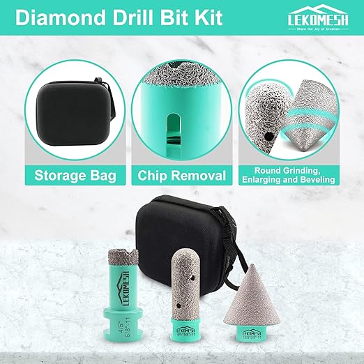 Diamond Core Drill Bits Tile Hole Saw Chamfer Bit 5/8"-11 Thread for Porcelain Tile Ceramic Marble Brick Concrete (20mm, 35mm, 20mm)