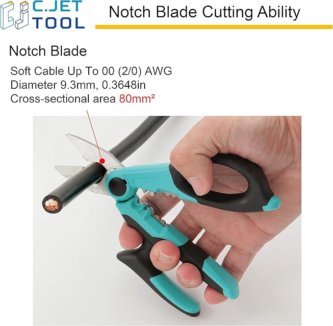 7" Stainless Professional Electrician Scissors Multi-Grip Design Aluminium Copper Soft Cable