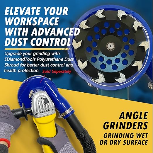 7" High Performance Diamond Grinding Wheels for Concrete, Paint, Epoxy, Mastic, Coating Removal, #30/40 Grit, 10 Arrow Segments, 5/8"-11 Arbor