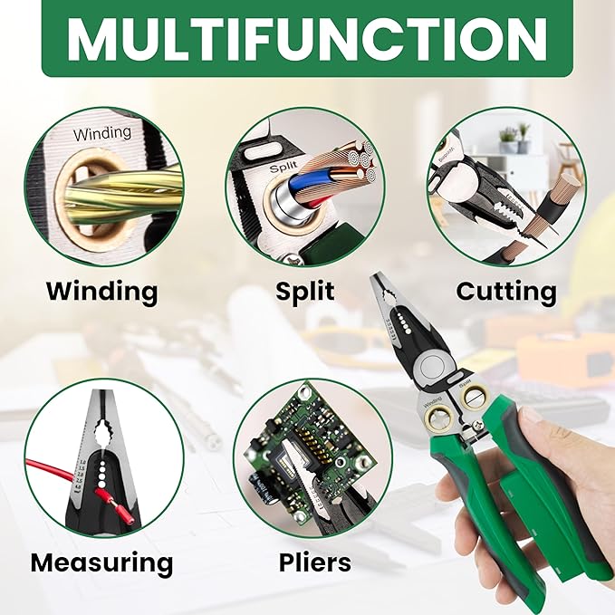 8 in 1 wire stripper with voltage tester and crimper electrician tools, herramientas electricas wire stripper, wire cutters and electrical tester, para electricista