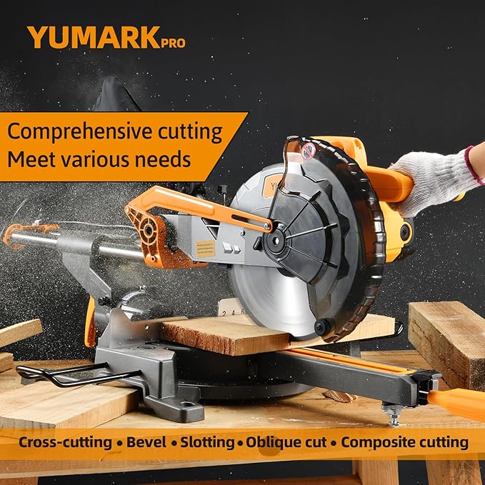 10-inch Sliding Miter Saw Single Bevel Table Saw 1800W 5200RPM Compound Miter Saw Corded Power Wood Circular Saw with Adjustable Extension Table