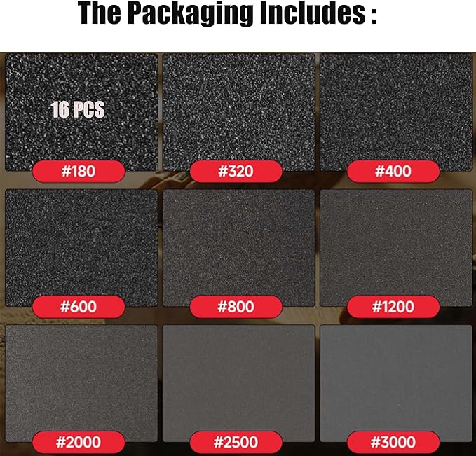 16 Pcs 180 Grit Sanding Sponge, Ultra Fine Sandpaper Assortment Pads, Soft Foam Sanding Block Dry Wet Sandpaper for Model Drywall Metal Wood Furniture Polishing (P180)
