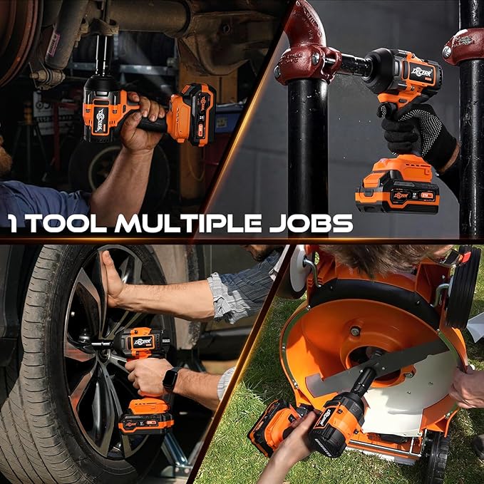 Brushless Cordless Impact Wrench, 1/2 Inch Driver, [REAL] 650Ft-lbs (900N.m), 21V MAX, Impact Gun with 2×4.0Ah Battery, Power Electric Wrench for Car Truck Tire/House/Mower