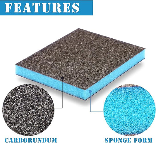8Pcs 60 Grit Sanding Sponge, Jamiikury Coarse Sanding Blocks Washable and Reusable, Wet Dry Sandpaper Sponge for Wood Metal FurniturePaint and Drywall
