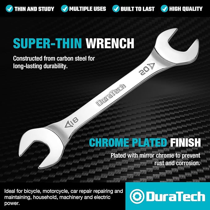 DURATECH 18 mm x 20 mm Super-Thin Open End Wrench, Metric