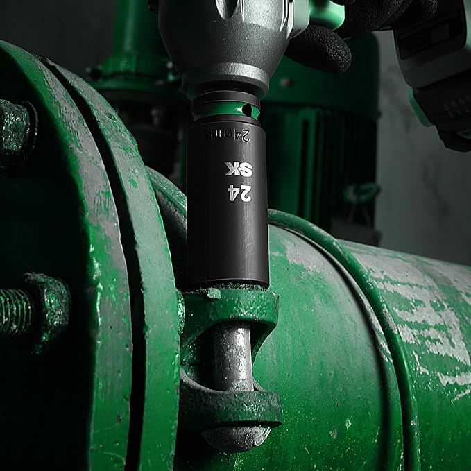 SK 1/2" Drive Impact Socket Set, Deep Metric Sockets, 13-Piece 12-27mm, Premium CR-MO Steel, SureGrip 6 Point Design, With Storage Case