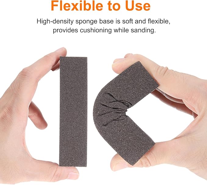 HARFINGTON 4pcs Sanding Sponge Blocks 400-500 Grit Sanding Sponge with Angled Edge 4"x2.8"x1", Washable and Reusable Foam Sanding Block for Polishing Kitchen Metal Wood Drywall Home
