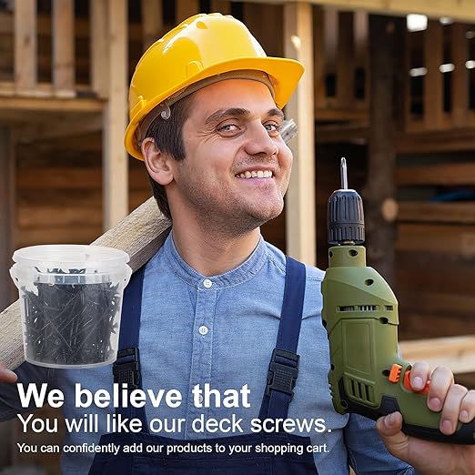 Wood Screws #10 x 2-1/2?쇺? T25 Star Torx Drive Flat Head Deck Screws, Black, 79Pcs (1lb)